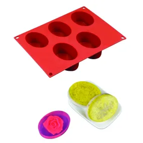 0770 Silicon 5 Cavity Non Stick Oval Shape Mould Tray