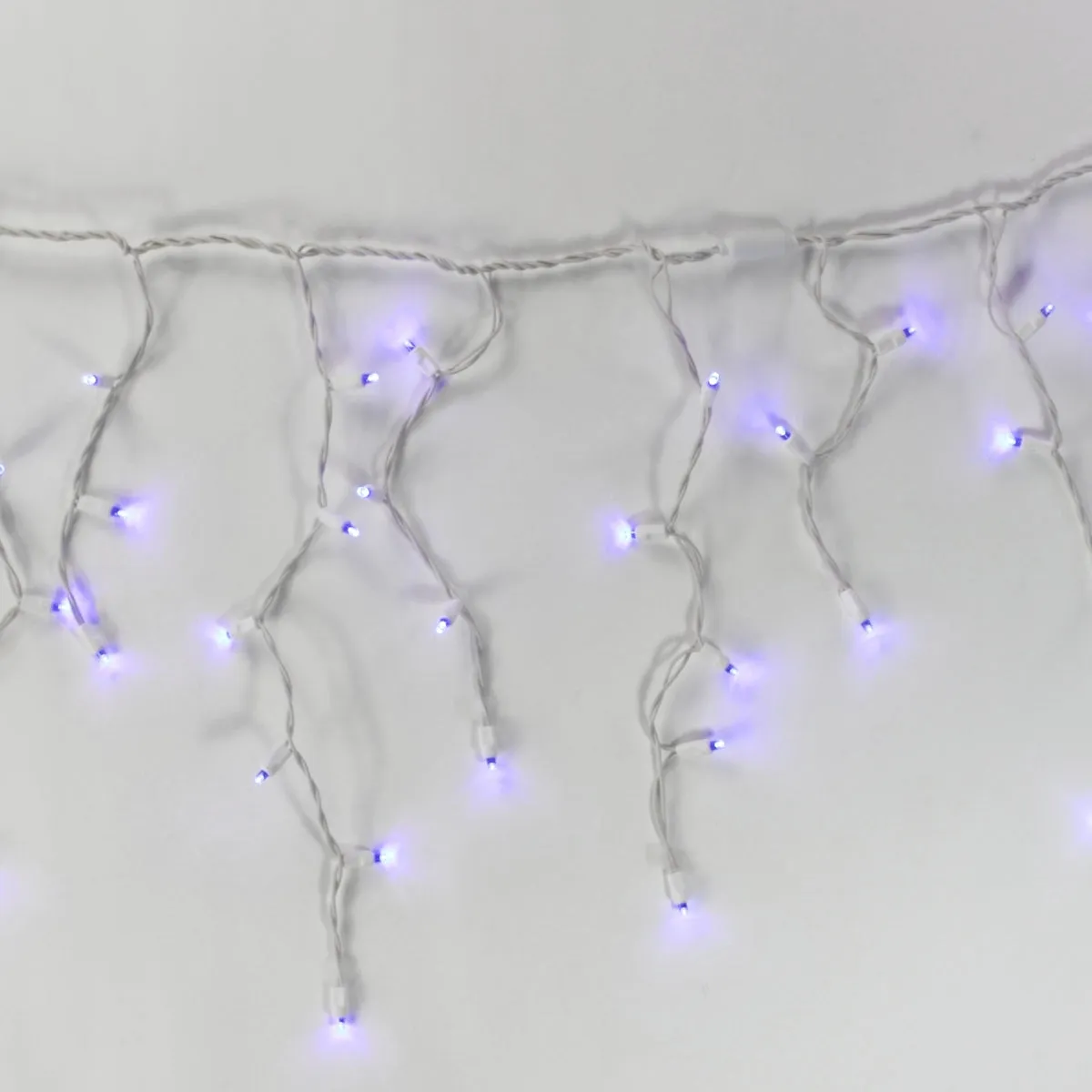 100-light Blue 5mm LED Icicle Lights, White Wire