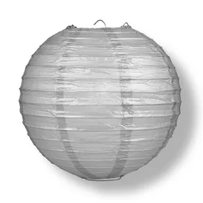 10" Silver Round Paper Lantern, Even Ribbing, Chinese Hanging Wedding & Party Decoration