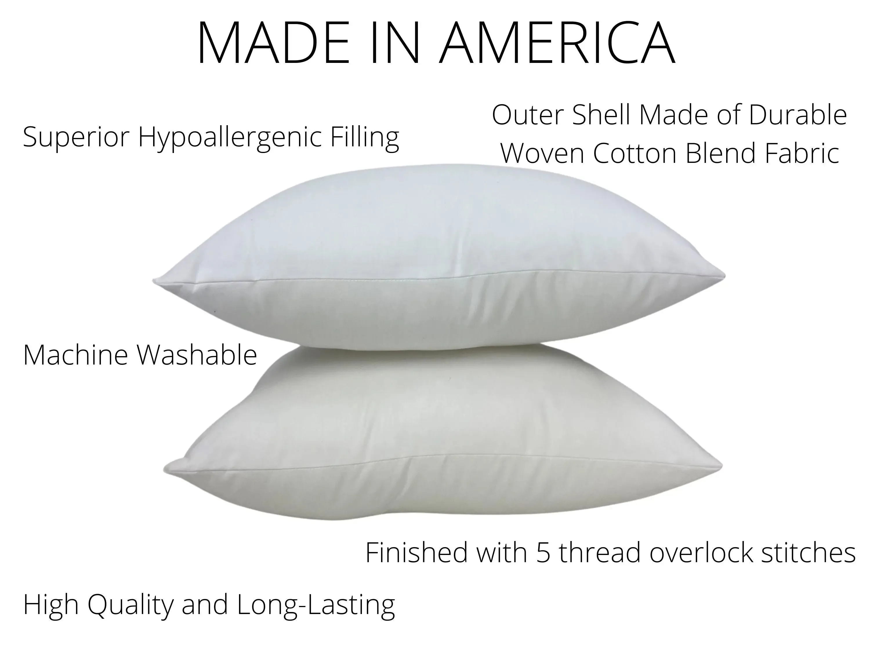 10x16 or 16x10 | Indoor Outdoor Down Alternative Hypoallergenic Polyester Pillow Insert | Quality Insert | Throw Pillow Insert | Pillow Form