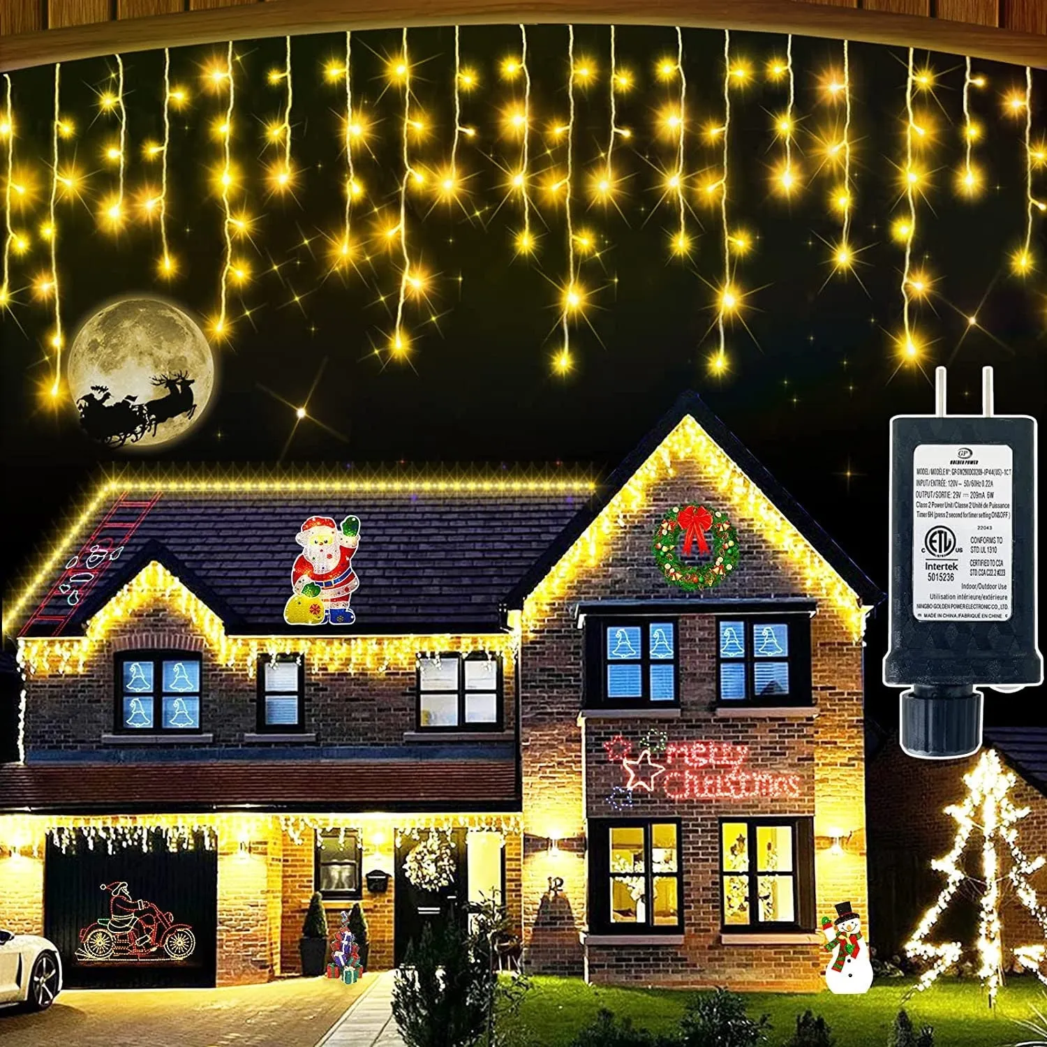 132FT 1222 LED Christmas Lights Outdoor | 8 Lighting Modes with Timer Memory Curtain Fairy String Light with 141 Drops | Waterproof Light