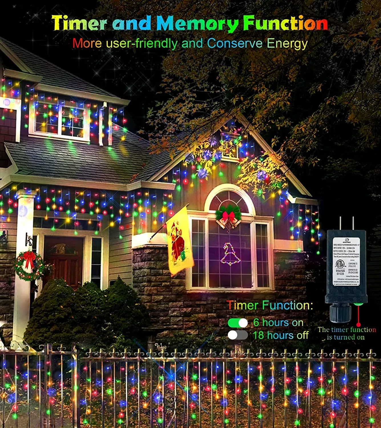 132FT 1222 LED Christmas Lights Outdoor | 8 Lighting Modes with Timer Memory Curtain Fairy String Light with 141 Drops | Waterproof Light