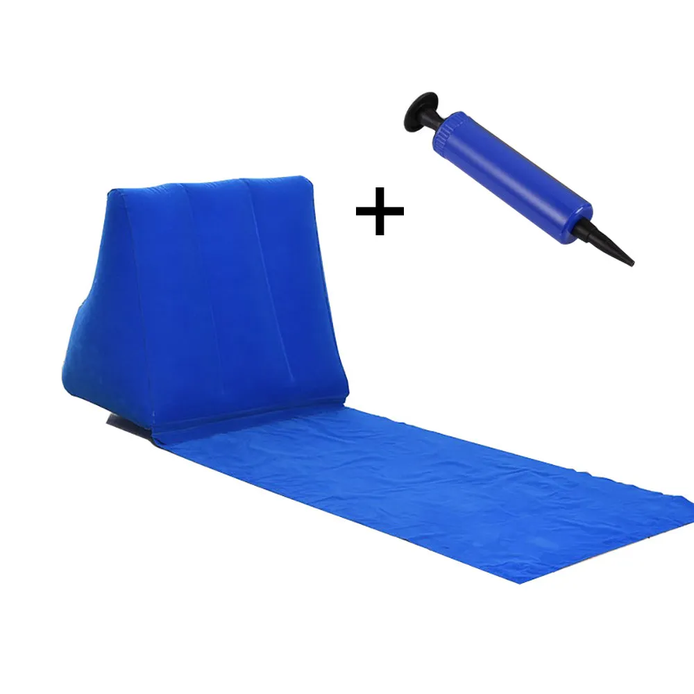 1PC Inflatable Beach Mat Foldable Soft Flocking Outdoor Camping Lounger Back Pillow Triangle Sand Beach Cushion Chair