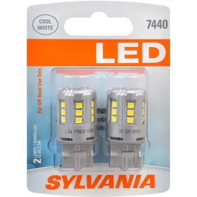 2-PK SYLVANIA 7440 T20 White LED Automotive Bulb