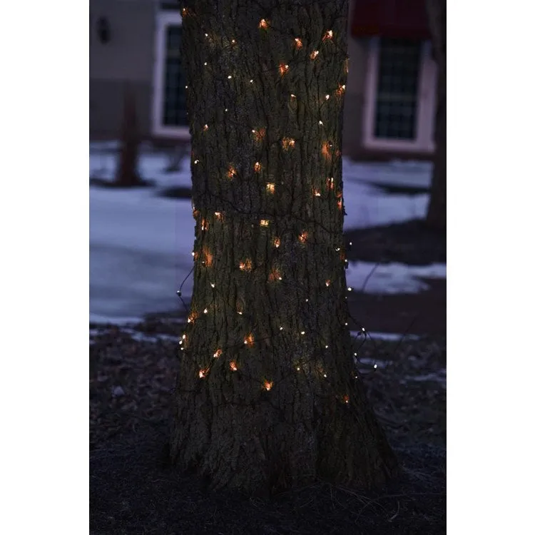 2' x 8' Orange Mini Tree Net-Style Trunk-Wrap Christmas Lights with Brown Wire