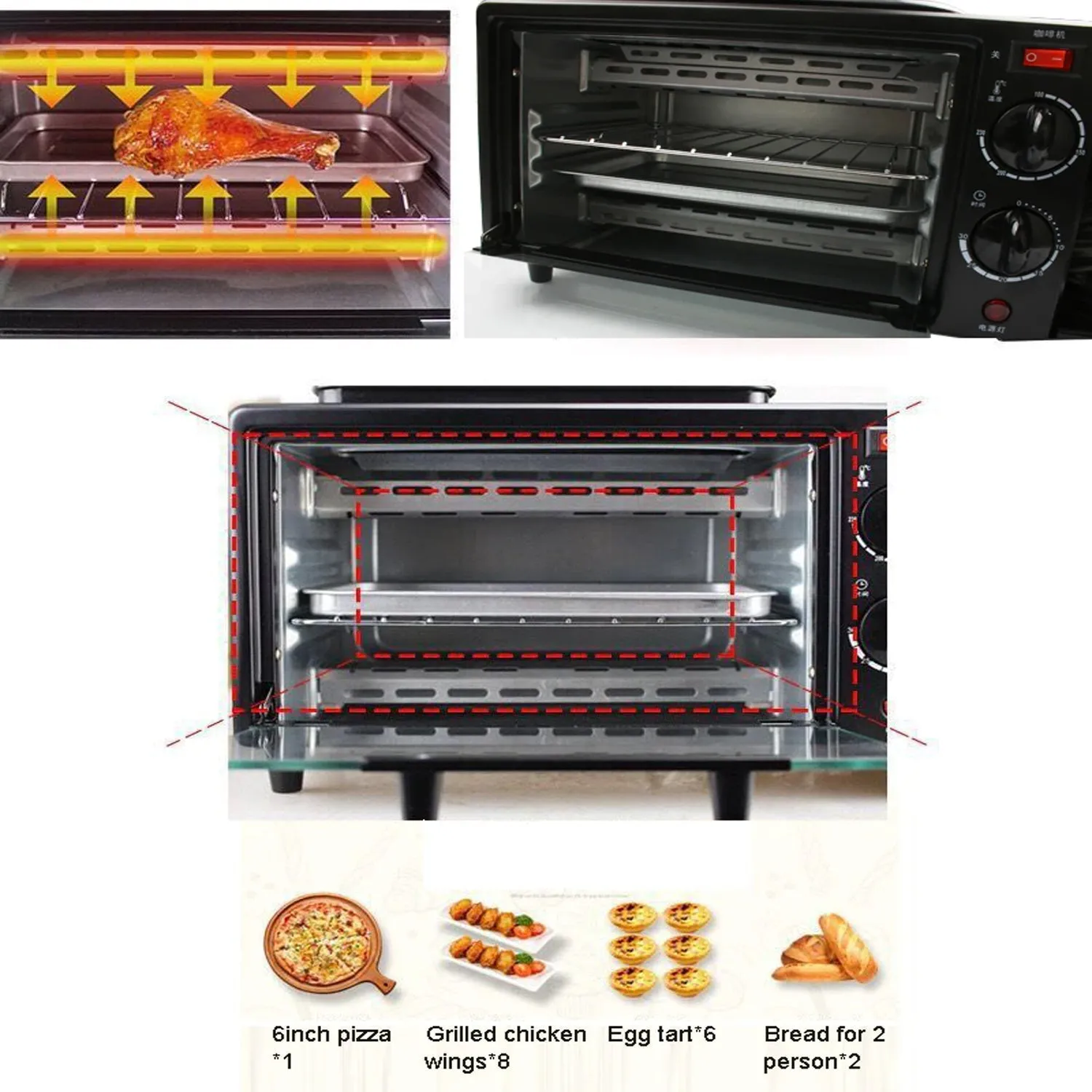 2788 3 in 1 Breakfast Maker Portable Toaster Oven, Grill Pan & Coffee Maker Full Breakfast Ready at One Go