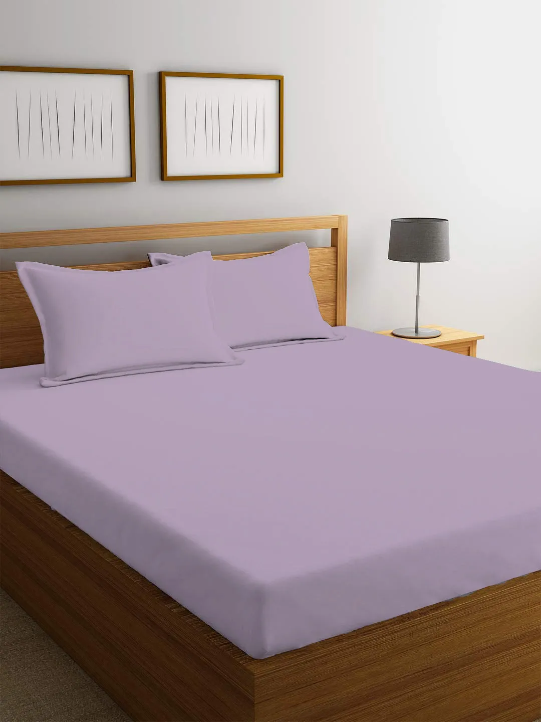 3 Piece Fitted Sheet Set Super Soft Light Purple Single Size 120x200 25cm with 2 Pillow Case