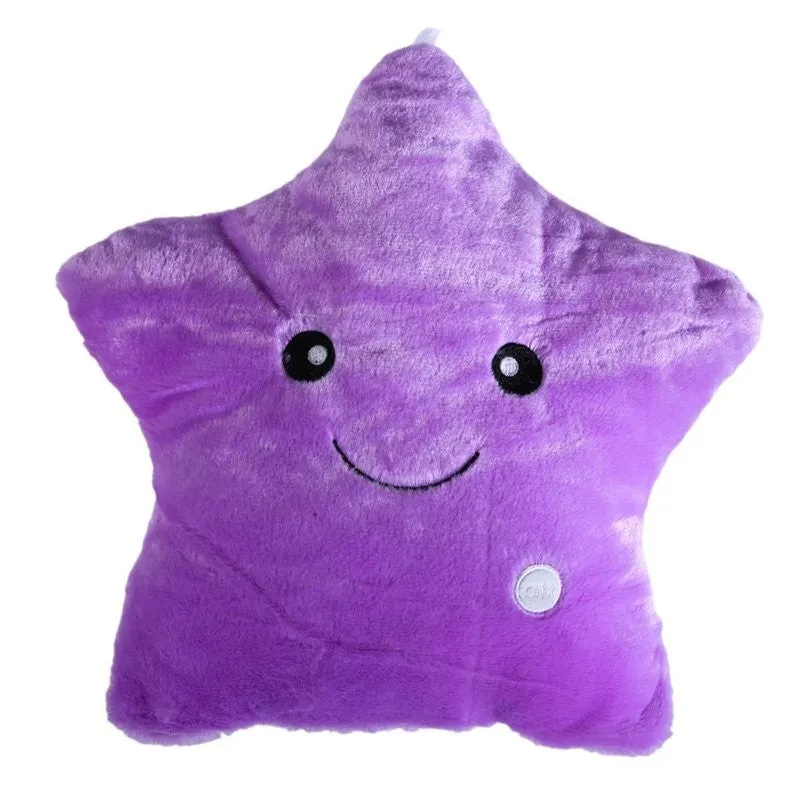 34CM Unique Toy Luminous Pillow Vivid Star Design LED Light Colorful Cushion Stars Plush Pillow Toys Gift For Kids Children Girl