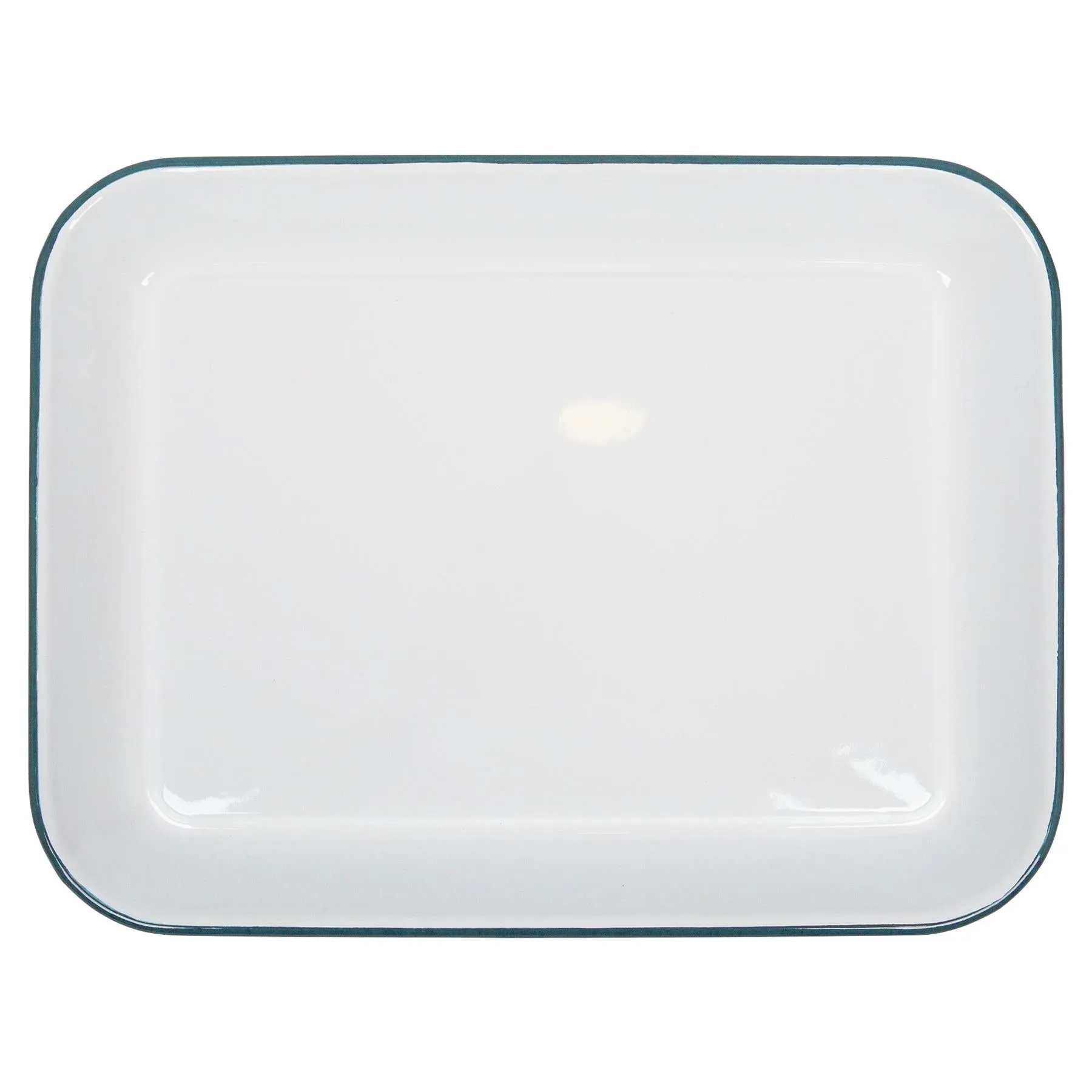 34cm x 26cm White Rectangle Enamel Baking Tray - By Argon Tableware