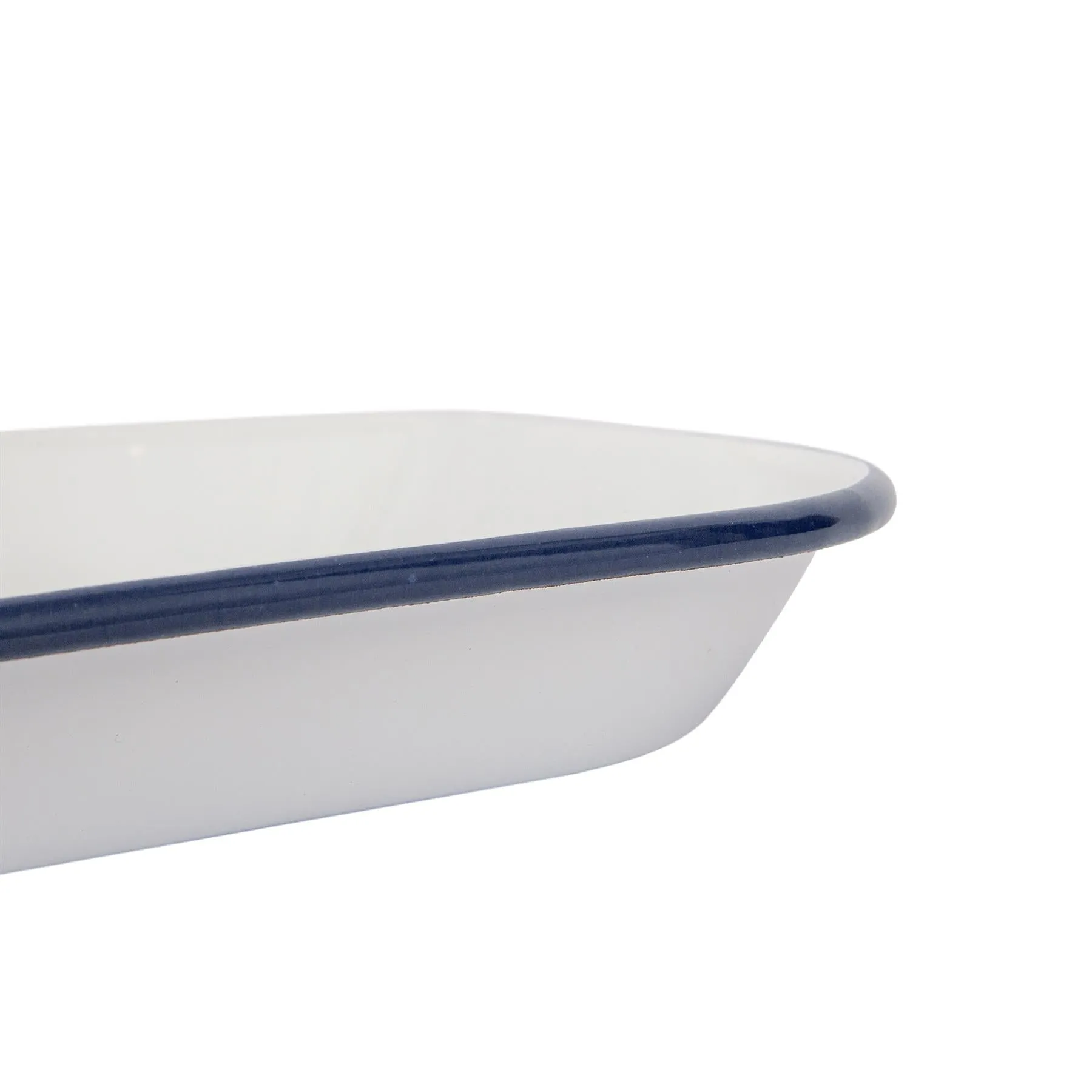 34cm x 26cm White Rectangle Enamel Baking Tray - By Argon Tableware