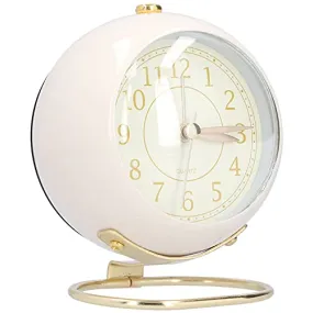 3NH® Desk Clock, Metal Baking Paint Small Clock with Night Light for Home for Bedroom(Beige Gold)