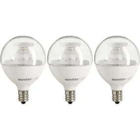 3Pk - Sunlite LED Globe G16.5 5W Clear E12 Base 2700K Bulb - Warm White