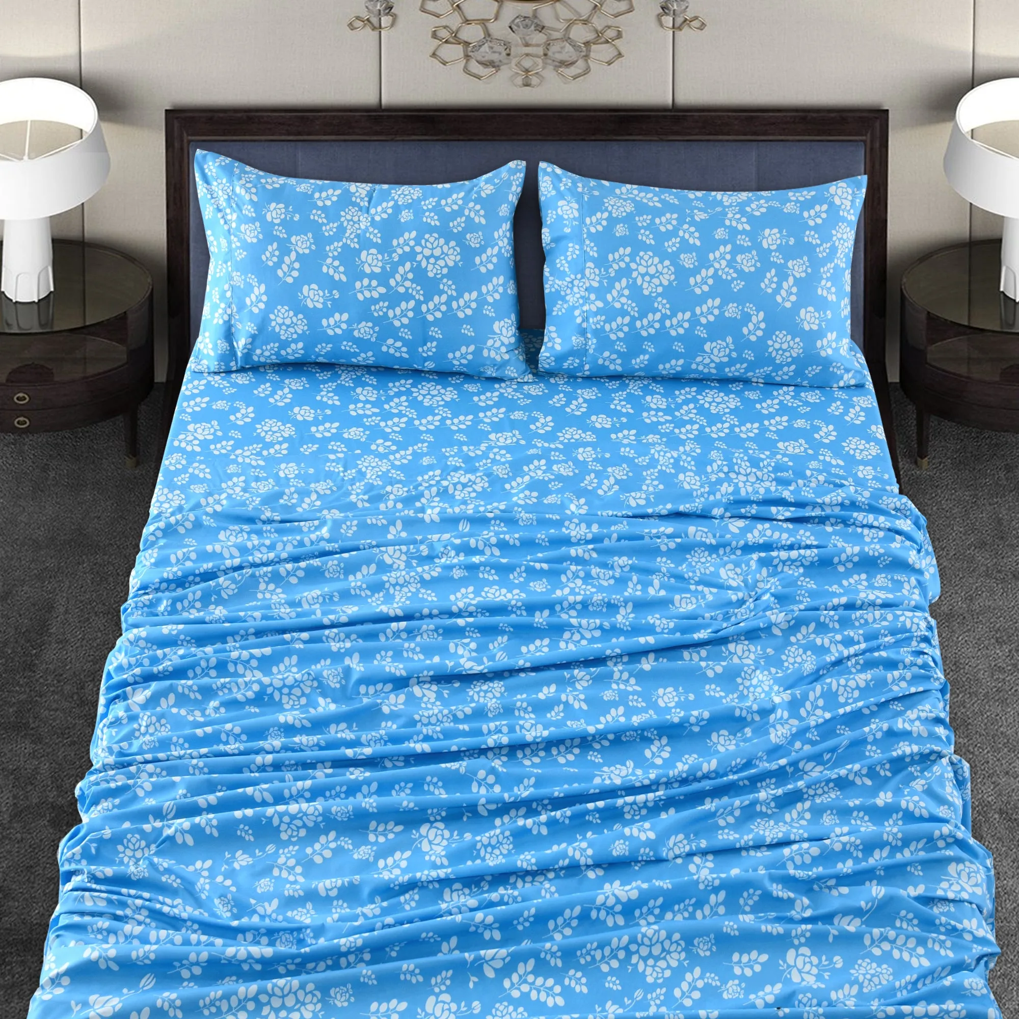 4-Piece Floral Design Bed Sheet Set