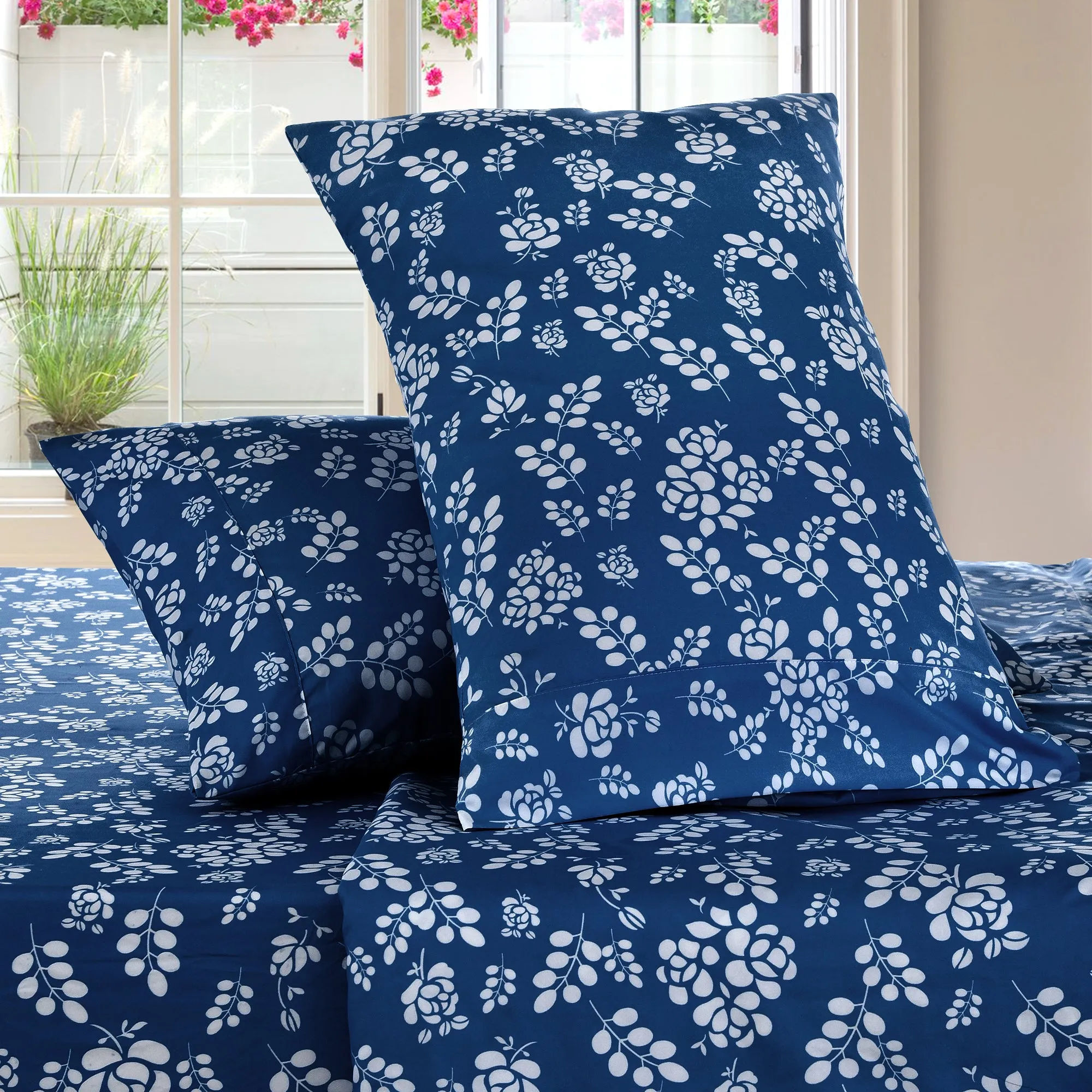 4-Piece Floral Design Bed Sheet Set