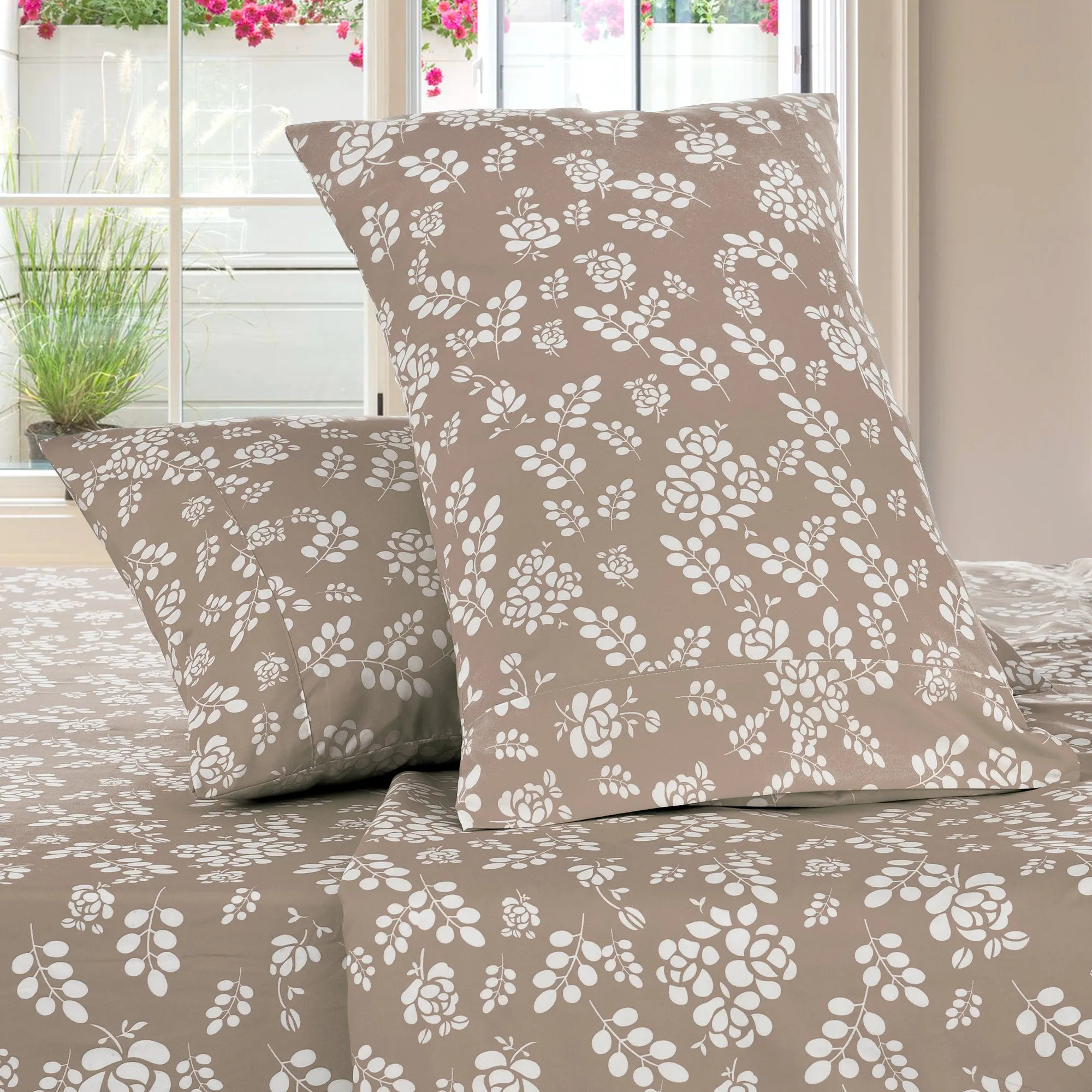 4-Piece Floral Design Bed Sheet Set