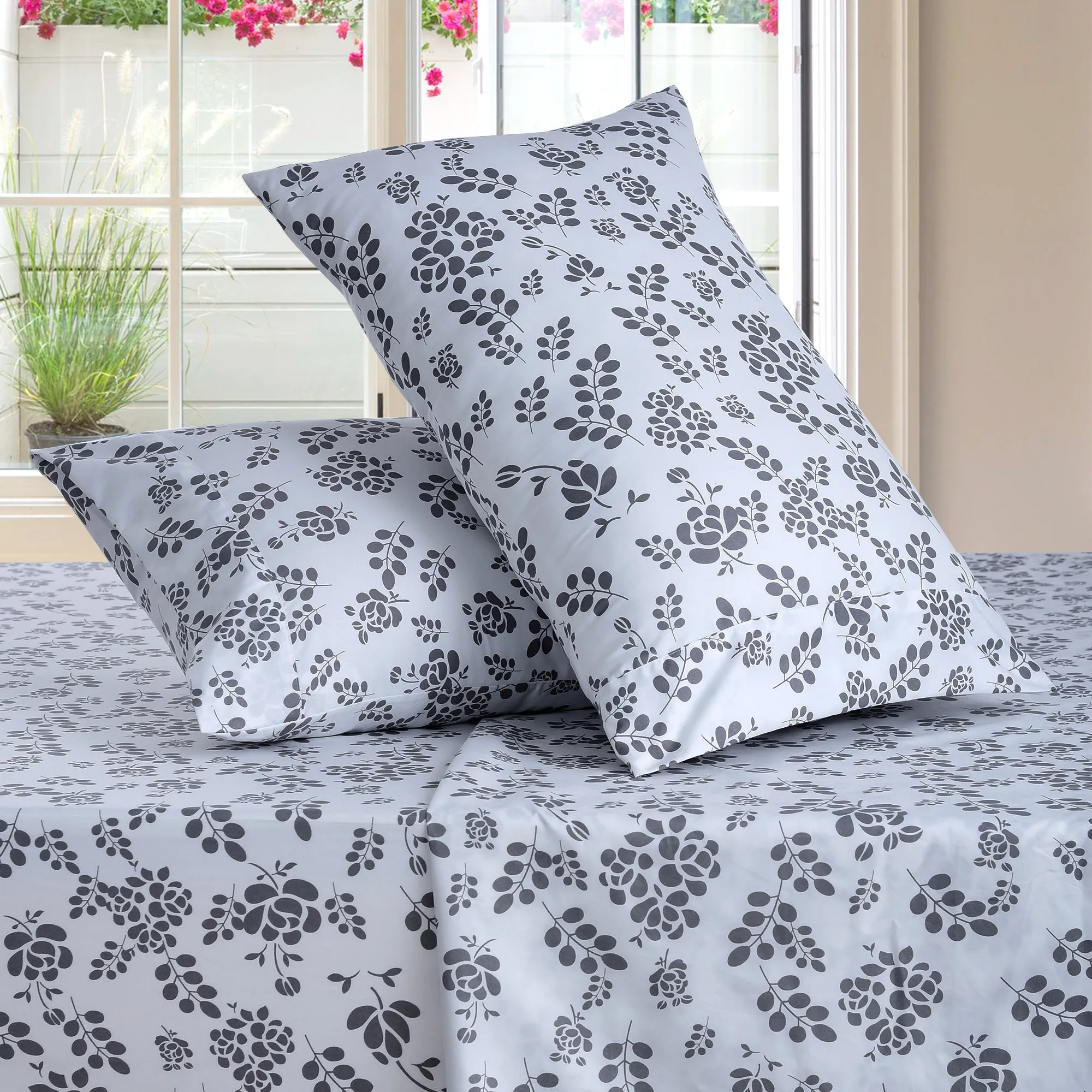 4-Piece Floral Design Bed Sheet Set