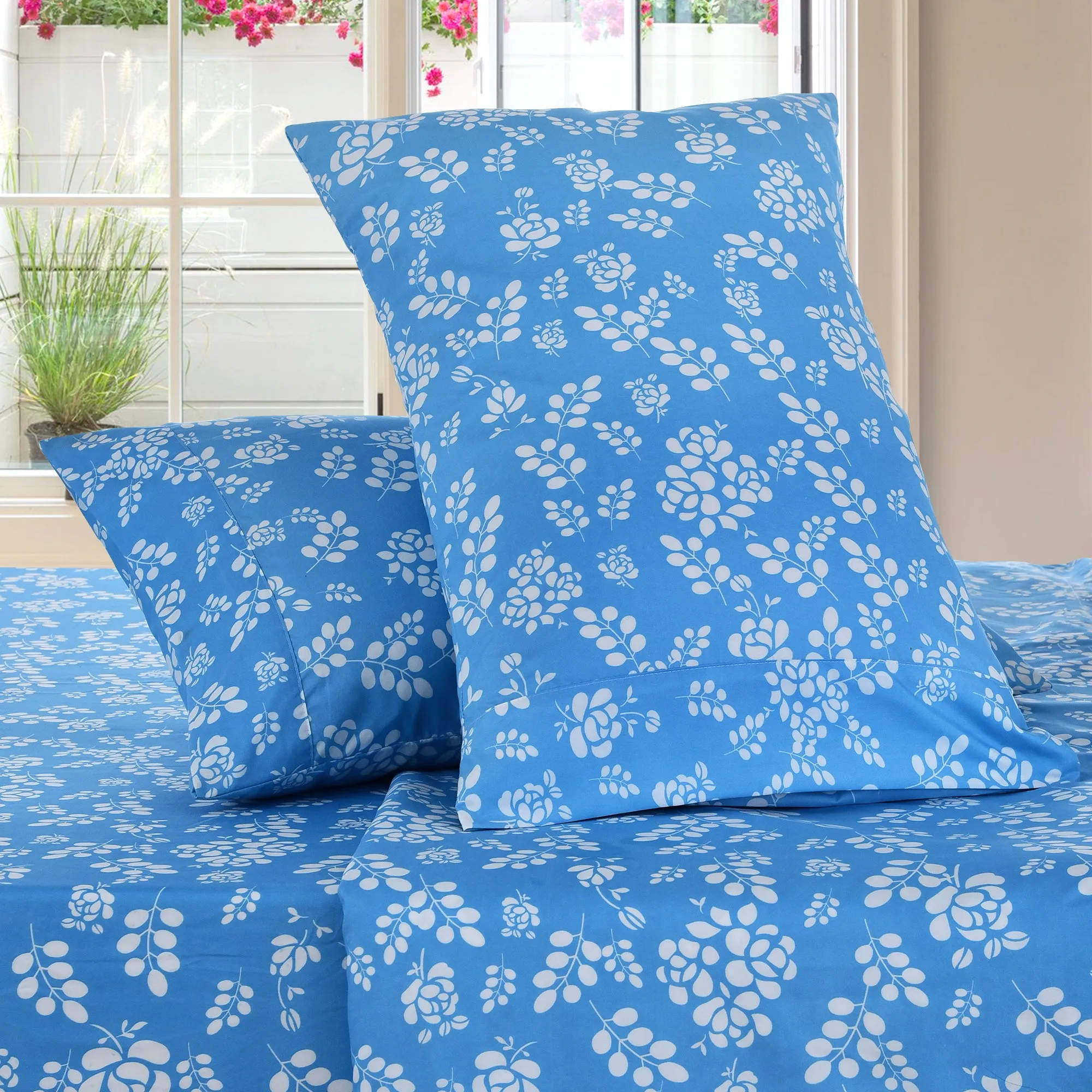 4-Piece Floral Design Bed Sheet Set