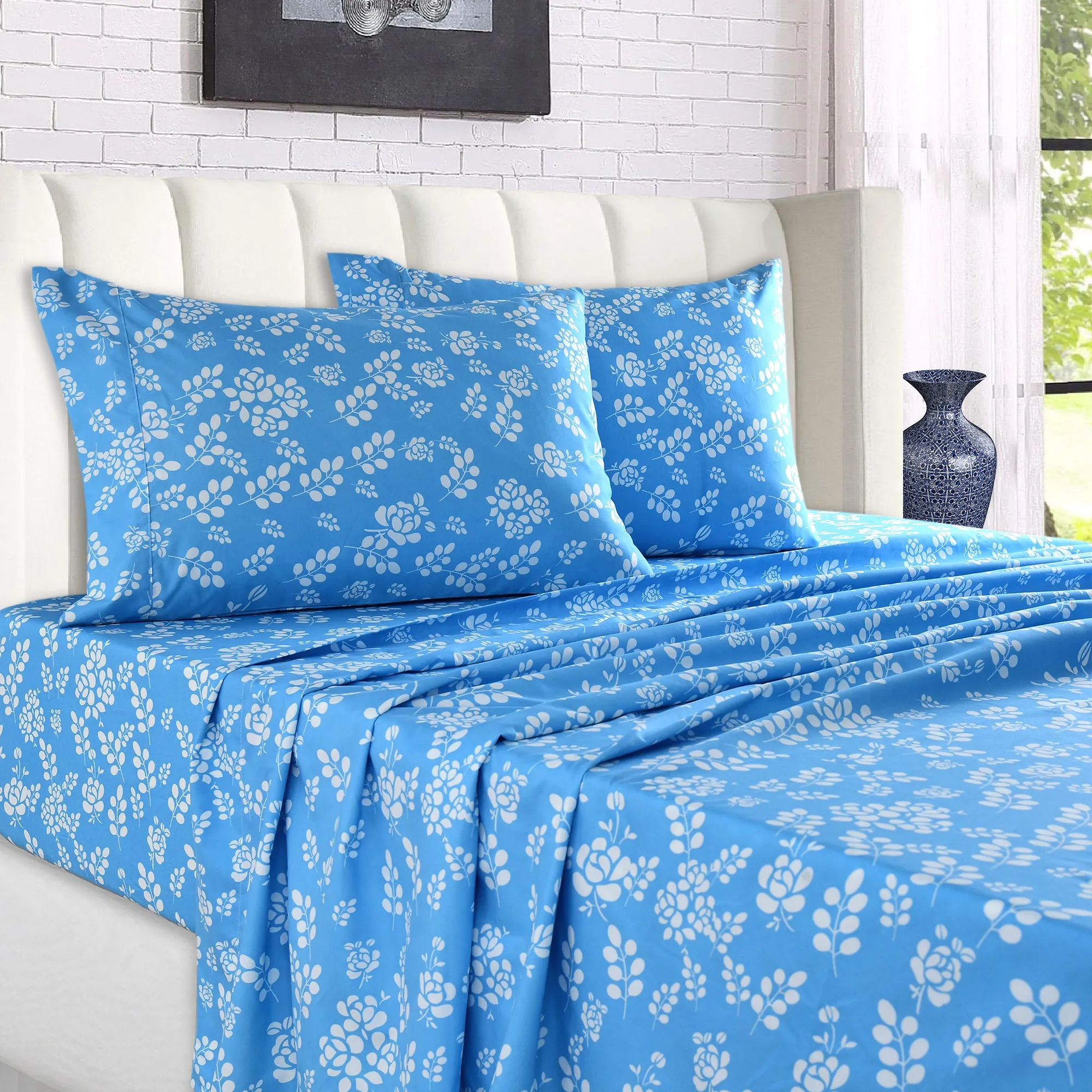 4-Piece Floral Design Bed Sheet Set