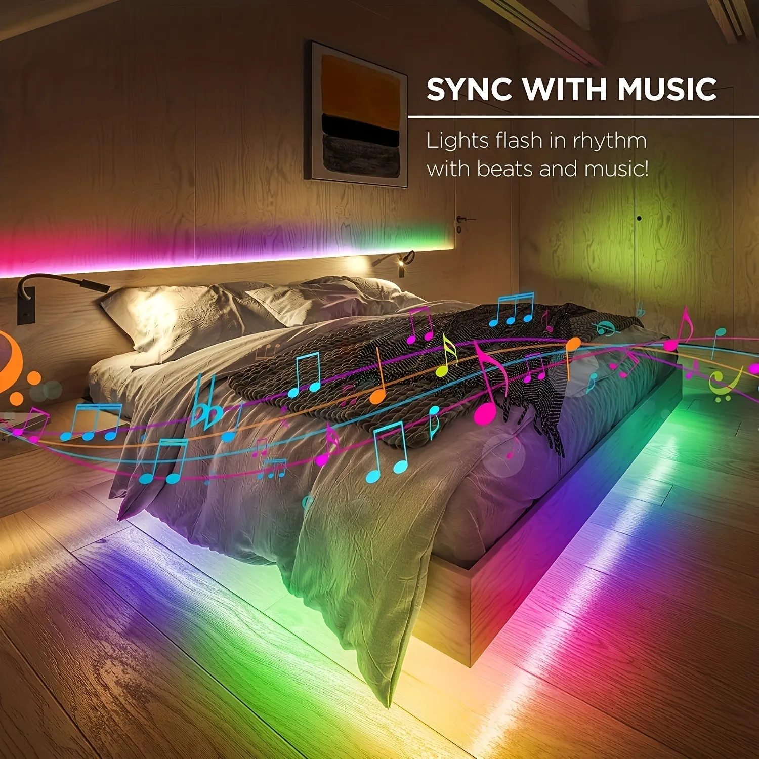 5050 RGB Led Strip Lights-With Music Sync Color Changing, Remote Control