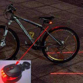 5LED 2 Laser Cycling Bicycle Rear Bike Light 7 Flash Mode Safety Tail Warning Lamp Waterproof