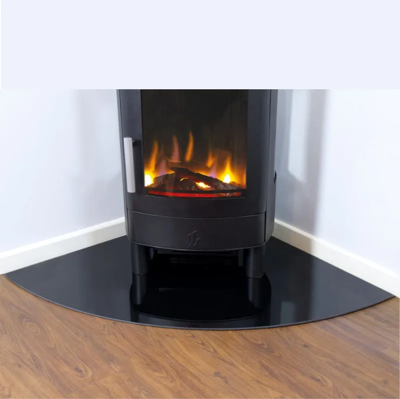 6 mm Black Glass Corner Hearth 875 mm x 875 mm