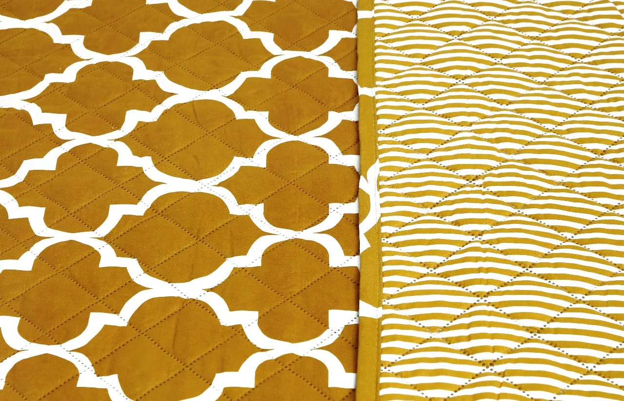 6 PCs Bed Spread Set-Mustard Geometric