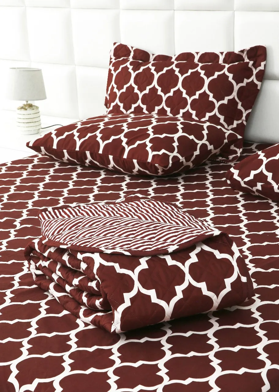 6 PCs Bed Spread Set-Plum Geometric