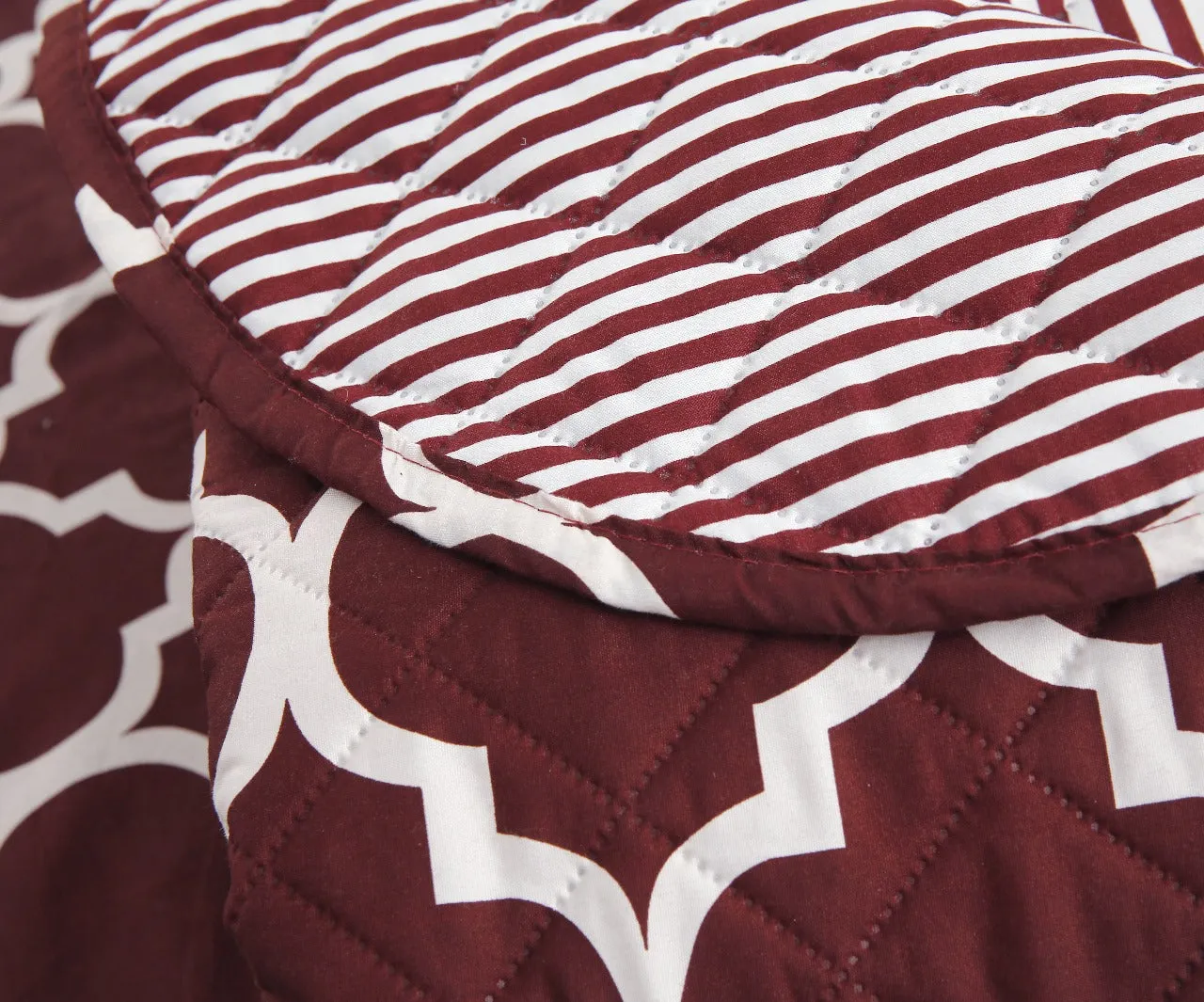 6 PCs Bed Spread Set-Plum Geometric