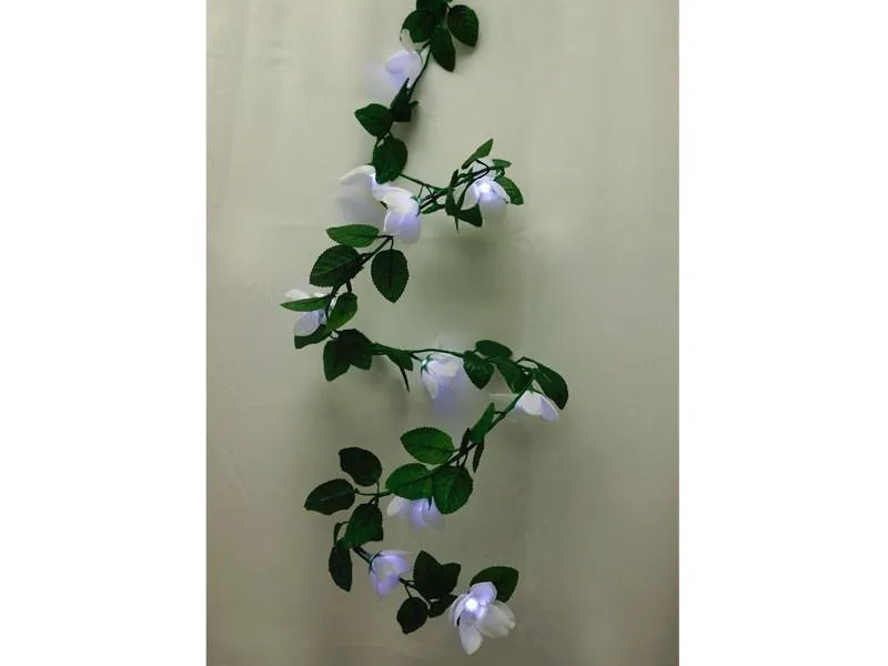 6FT 40 LED White Pre Lit Battery Operated Flower Garland Fairy String Lights - 4 PCS