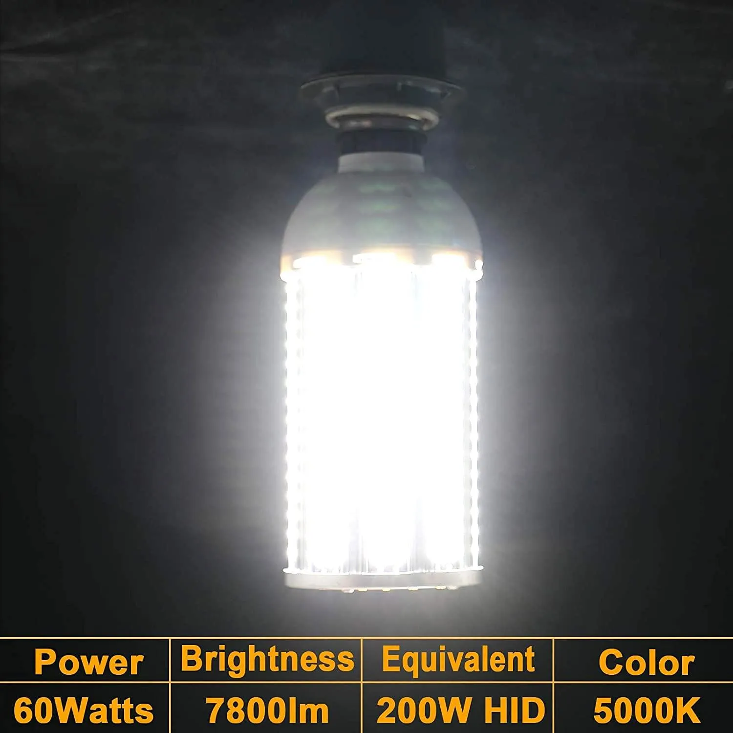 700W Equivalent LED Corn Light Bulb,7800 Lumen 5000K 60W Large Area Daylight.