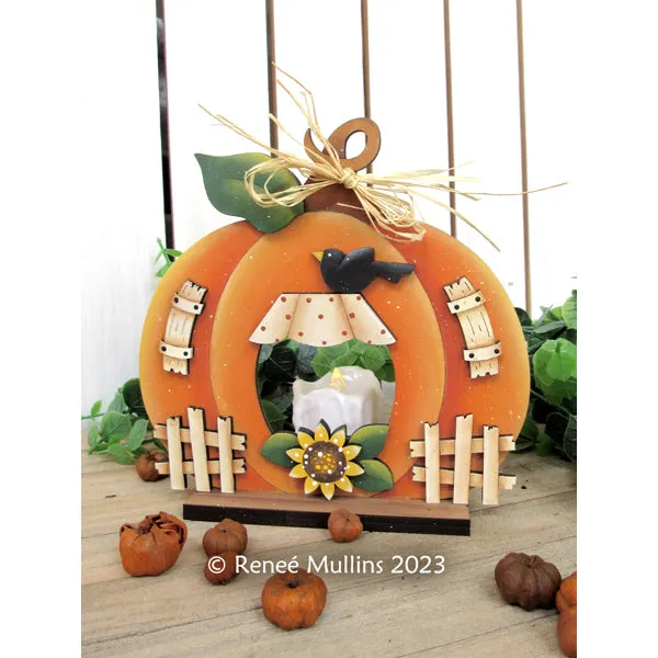 #852 Pumpkin House Tea Light (ETCHED – Wood Kit)