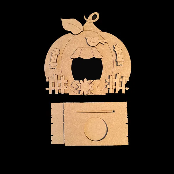 #852 Pumpkin House Tea Light (ETCHED – Wood Kit)