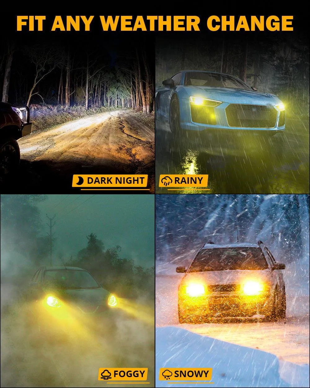 🆕9005/HB3 RGB LED Headlight Bulbs/DRL/Fog Light R7 Series 70W 25000LM 65000K Cool White   RGB Remote Control | 2 Bulbs