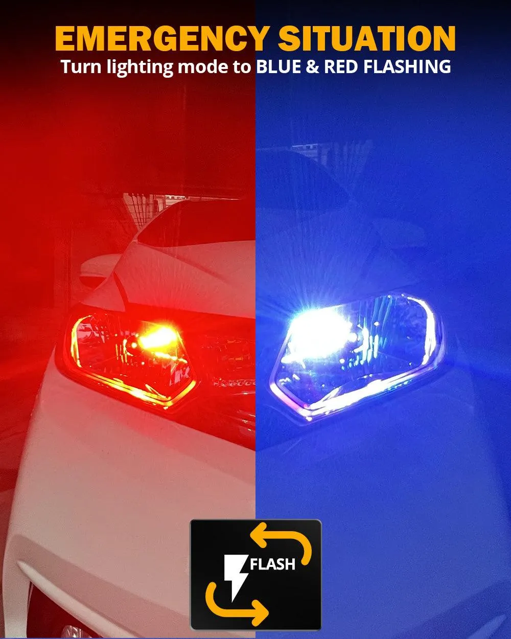 🆕9005/HB3 RGB LED Headlight Bulbs/DRL/Fog Light R7 Series 70W 25000LM 65000K Cool White   RGB Remote Control | 2 Bulbs