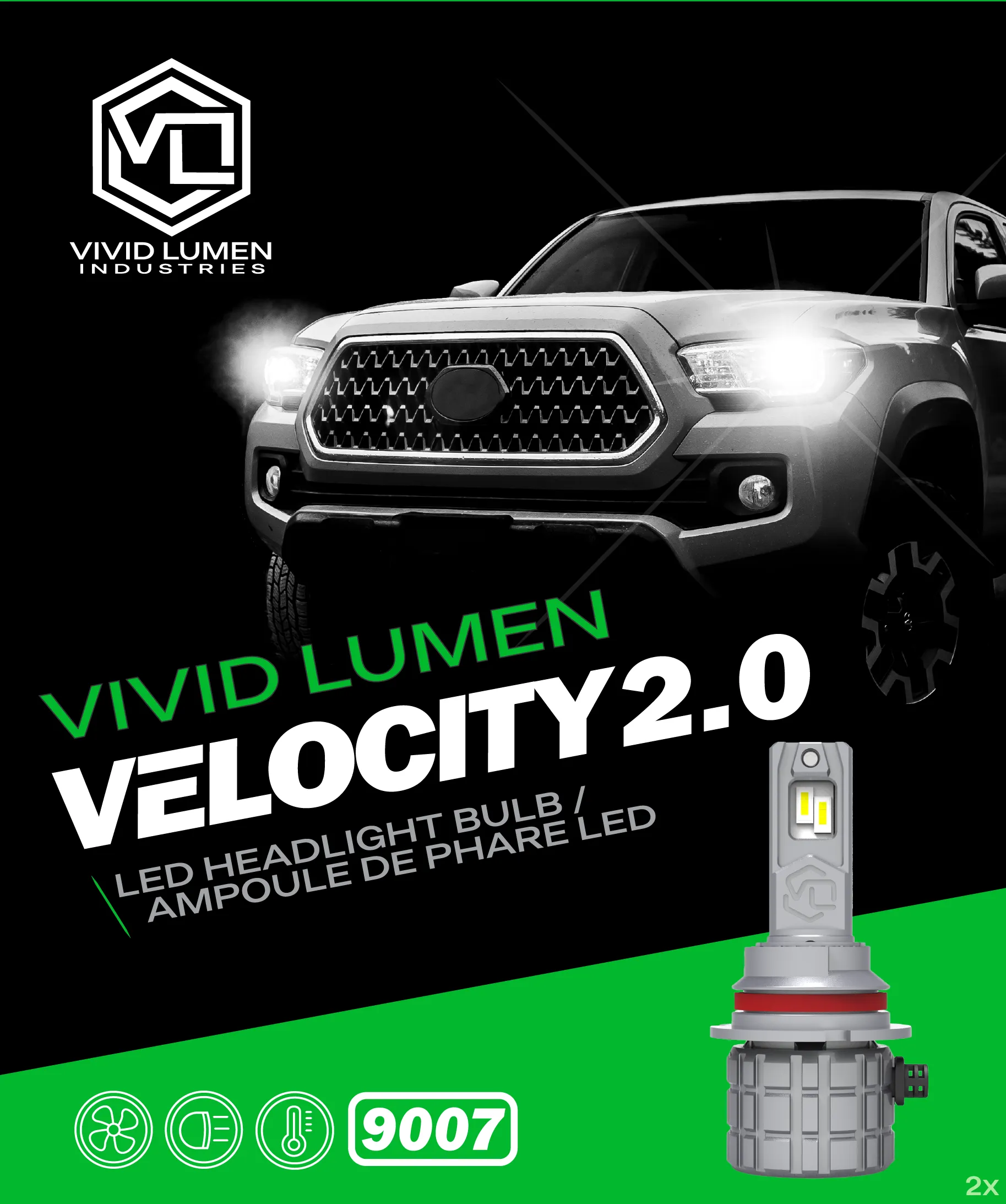 9007 Velocity 2.0 LED Headlight Bulbs (Pair)