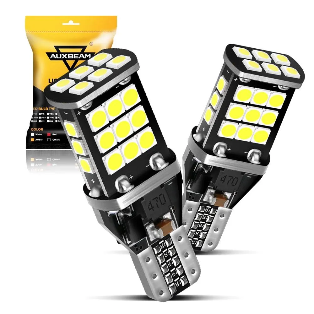 912 921 T15 W16W LED Back-up/Brake/Tail Light Bulbs 10W 300% High Brightness CAN-Bus Error Free 6500K White | 2 Bulbs