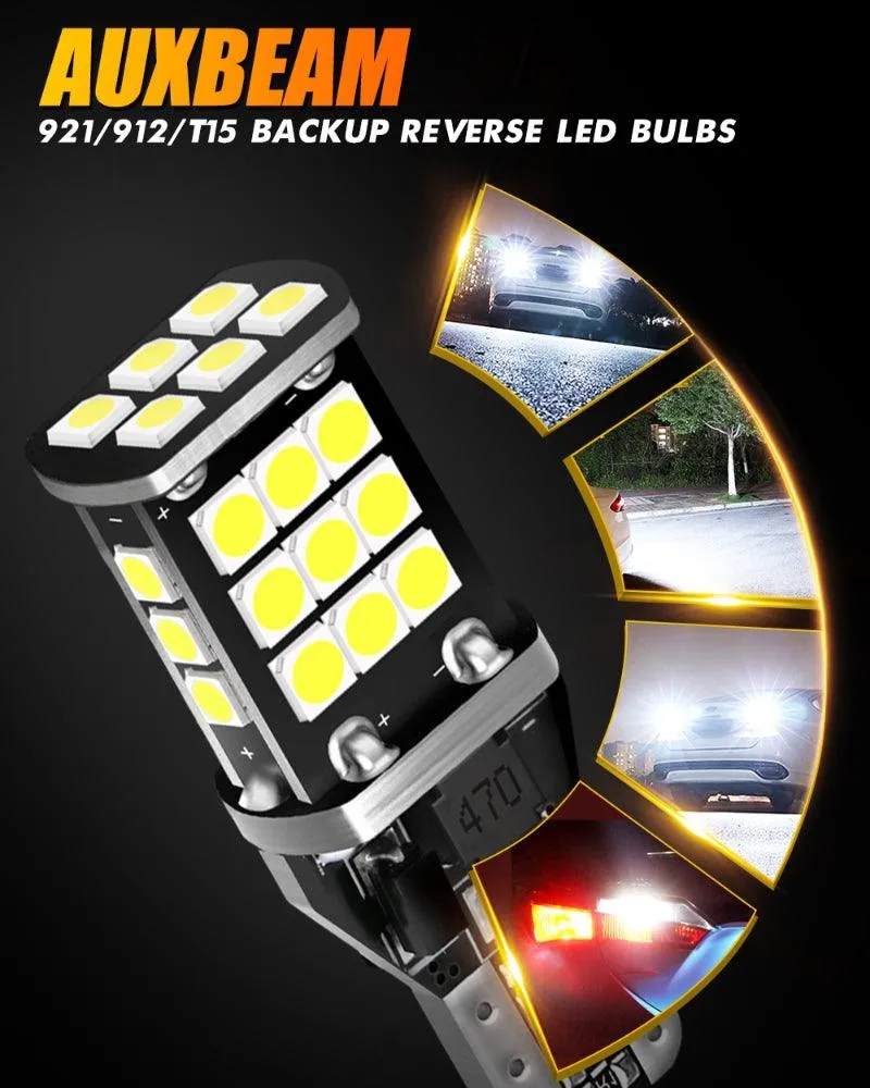 912 921 T15 W16W LED Back-up/Brake/Tail Light Bulbs 10W 300% High Brightness CAN-Bus Error Free 6500K White | 2 Bulbs