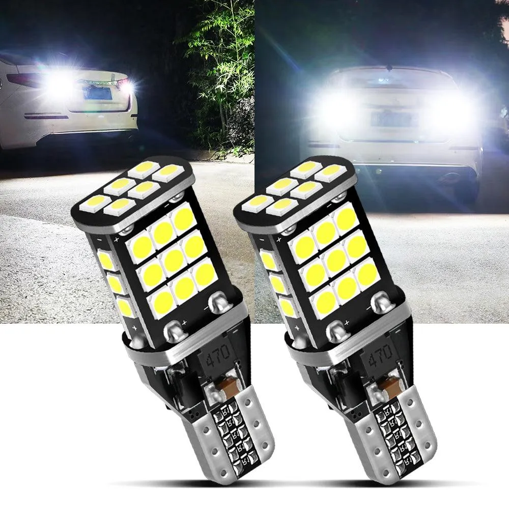 912 921 T15 W16W LED Back-up/Brake/Tail Light Bulbs 10W 300% High Brightness CAN-Bus Error Free 6500K White | 2 Bulbs