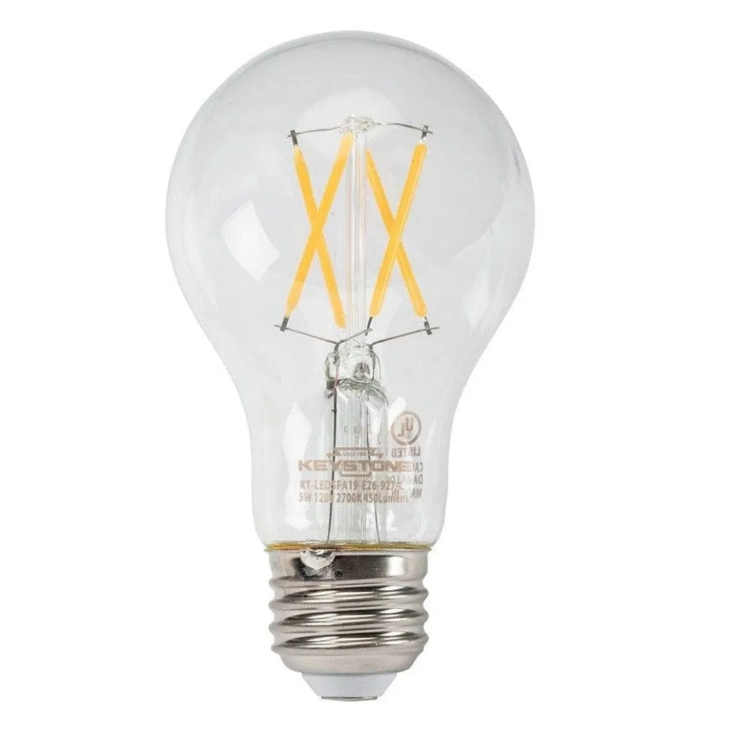 A19 Filament Bulb, 60W Equivalent, E26 Medium Base, 5000K, 90CRI, Clear