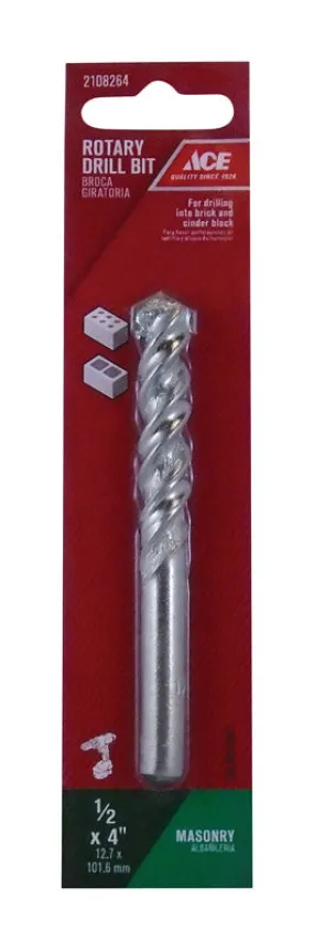 Ace 1/2 in. X 4 in. L Steel Rotary Drill Bit Straight Shank 1 pc