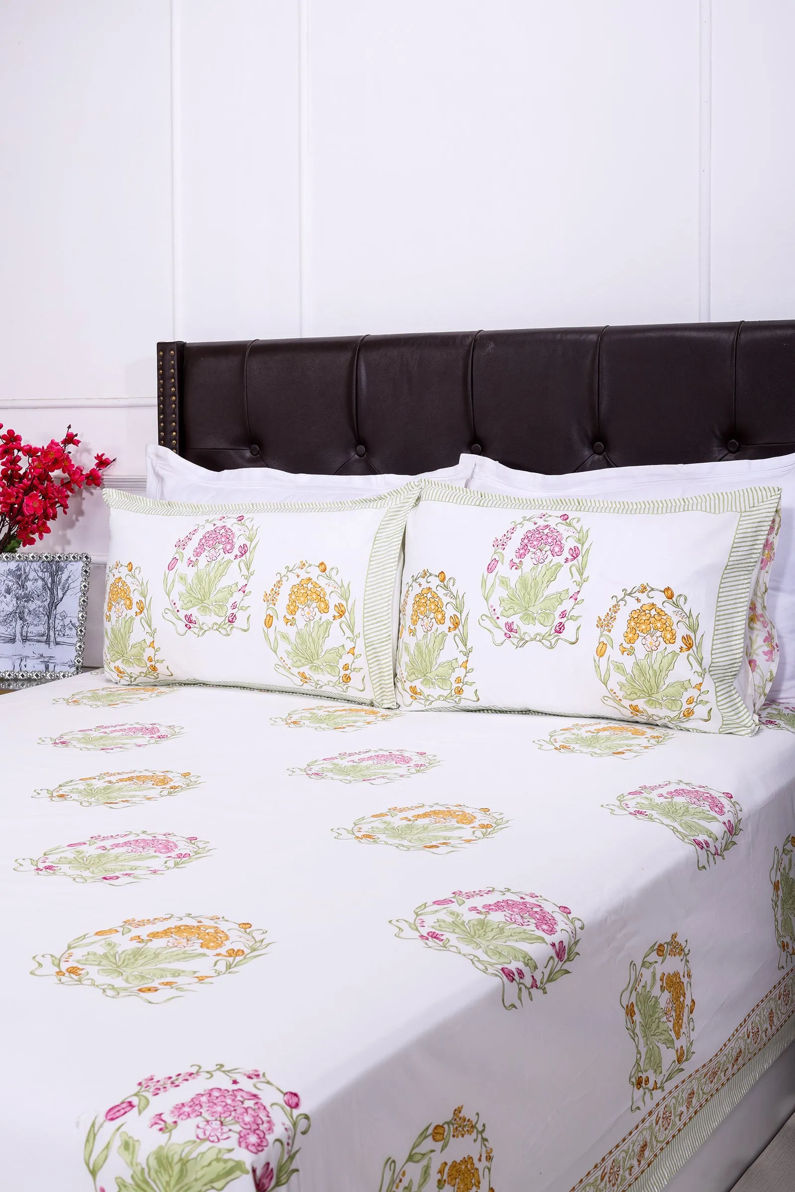 Angarika Phool Mustard Cotton Percale Bedsheet