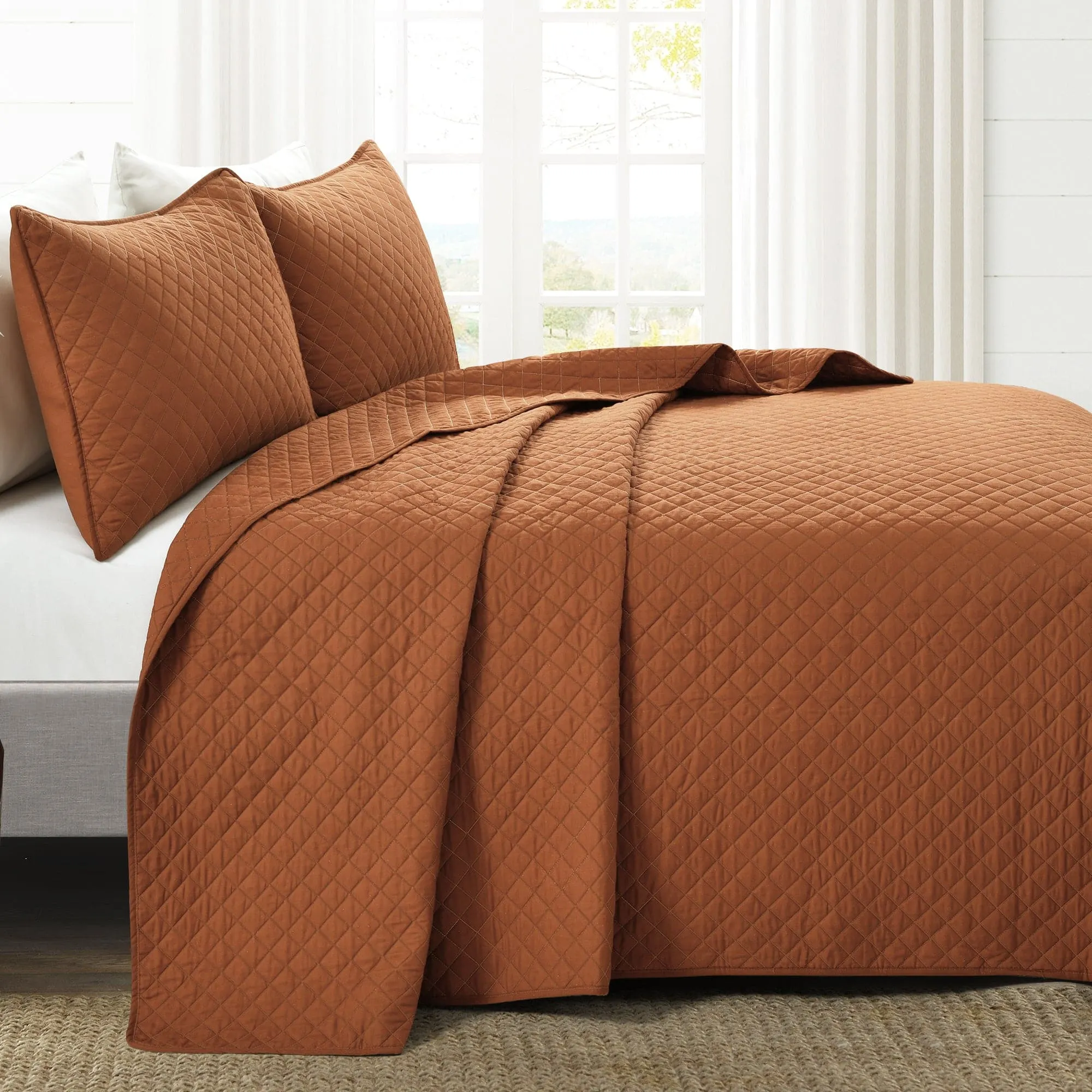 Ava Diamond Oversized Cotton Quilt Set choice of colors