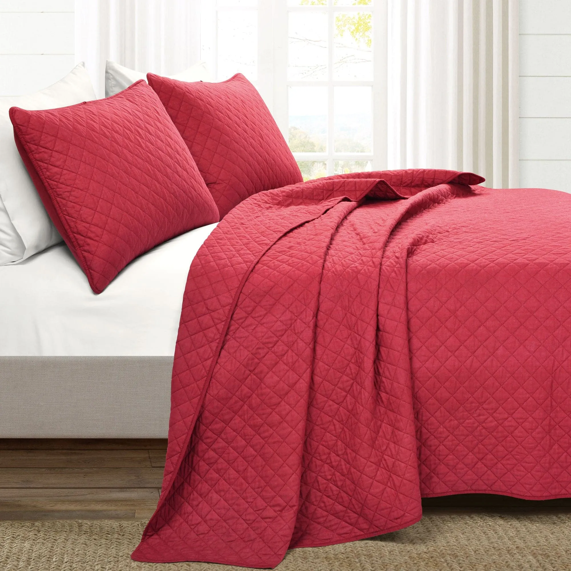 Ava Diamond Oversized Cotton Quilt Set choice of colors