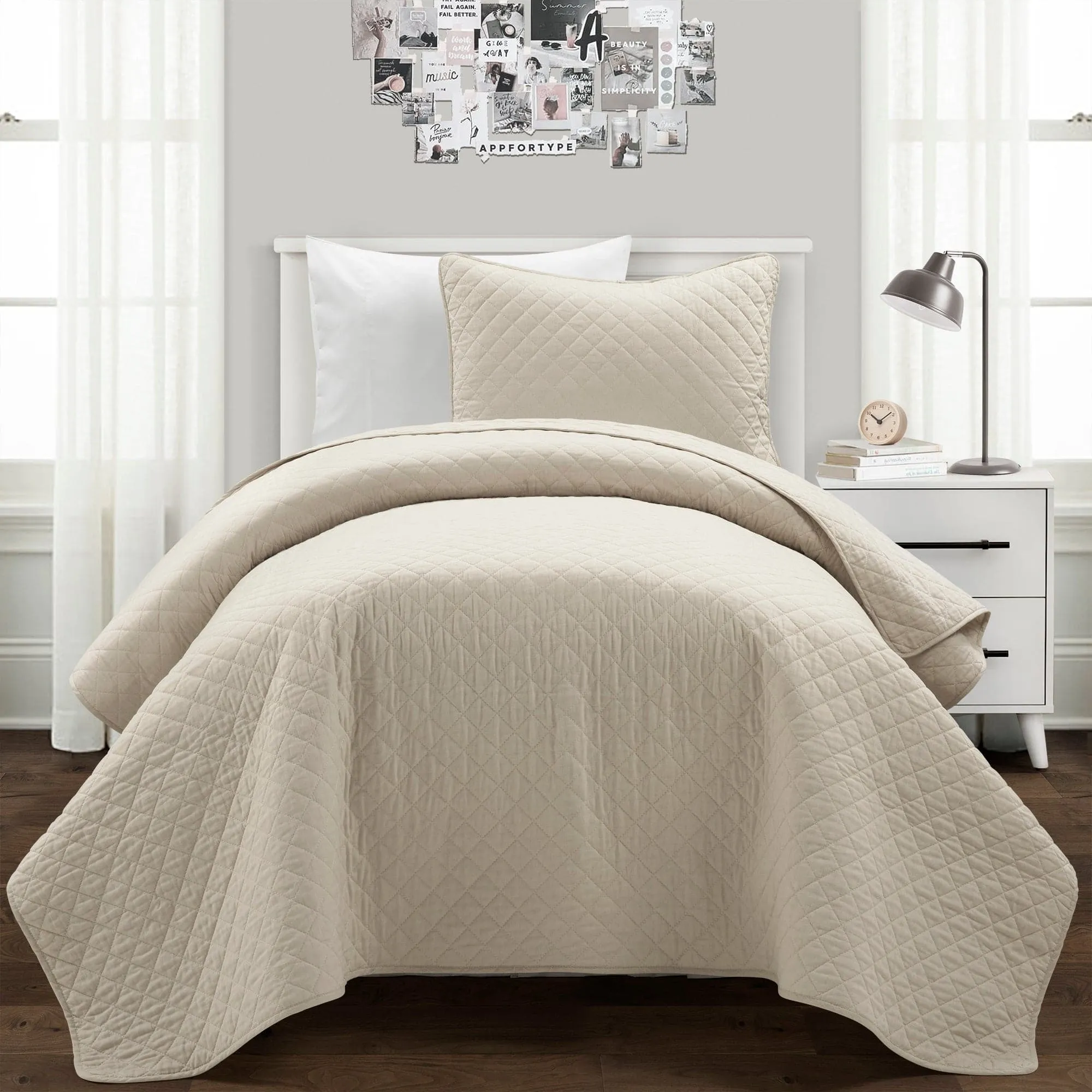 Ava Diamond Oversized Cotton Quilt Set choice of colors