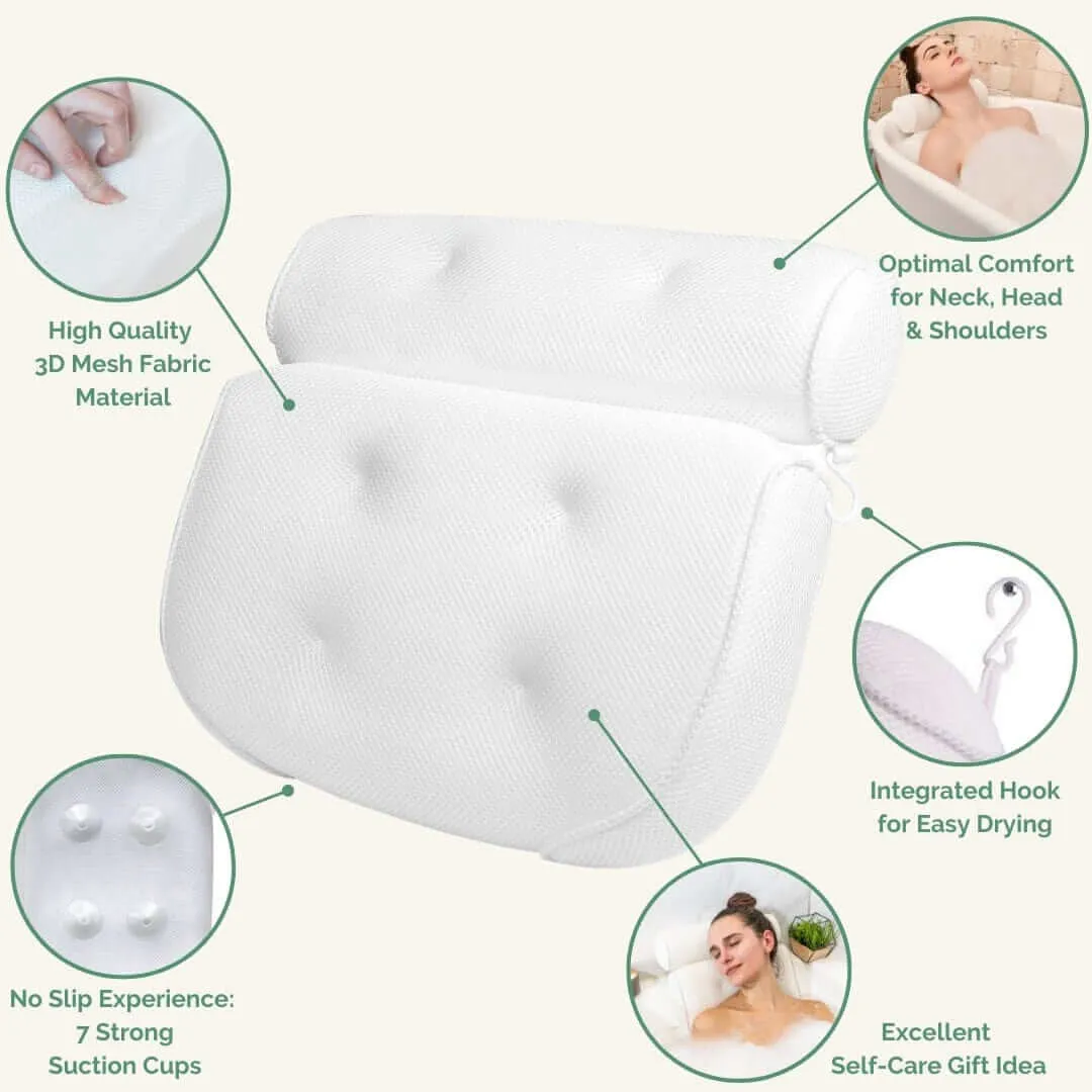 Bath Pillow for Bathtub - Soft Support for Neck, Head and Back