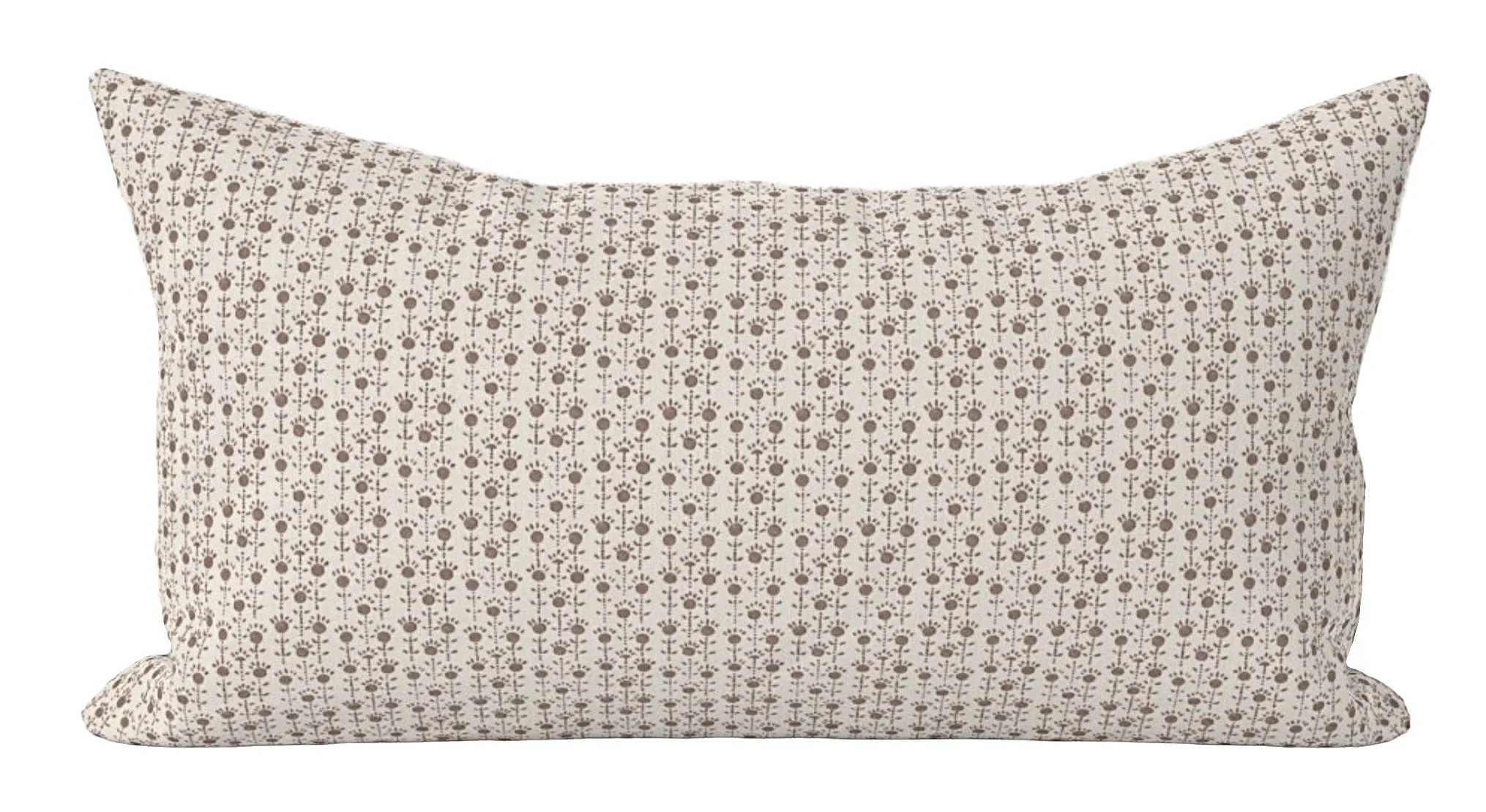 Beige Calico Block Printed Linen Pillow Cover: Available in 10 Sizes