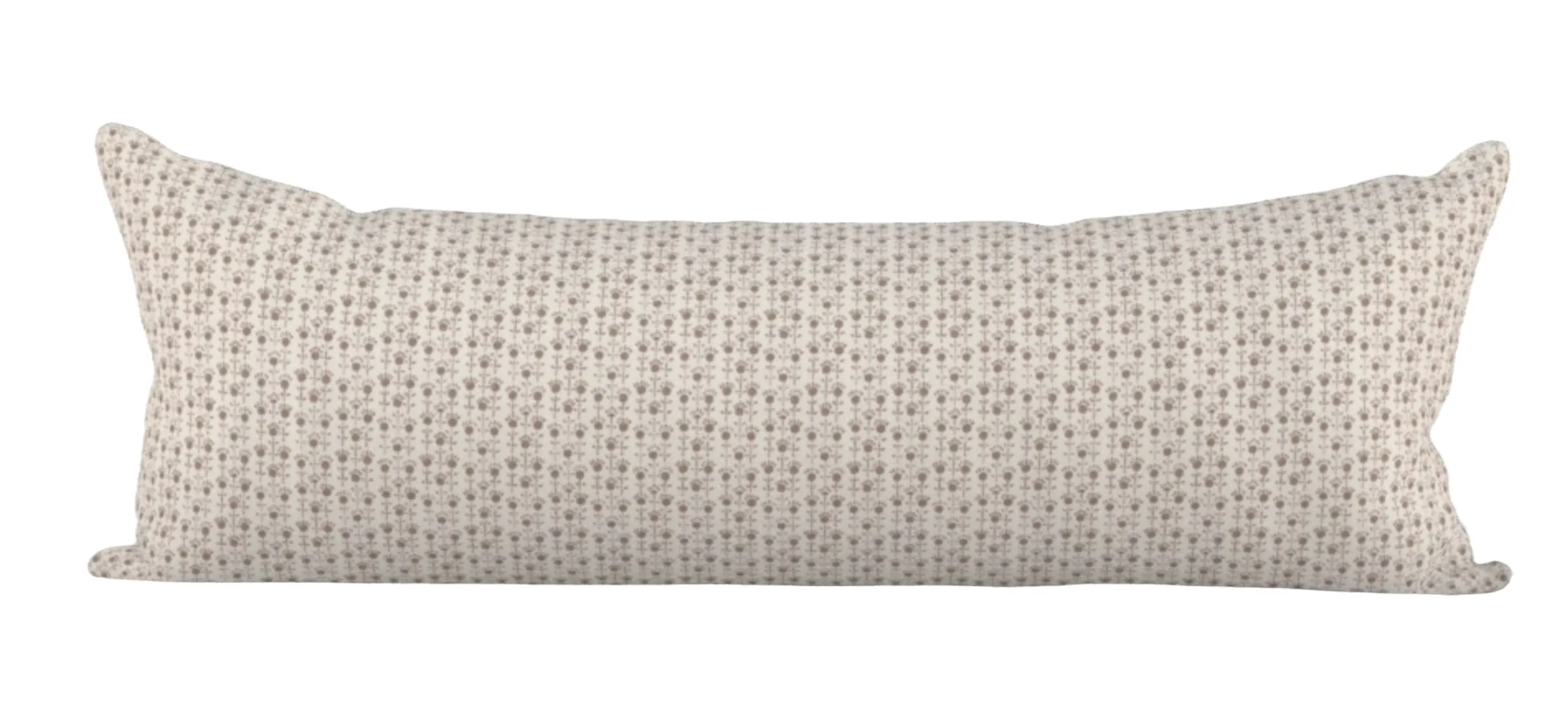 Beige Calico Block Printed Linen Pillow Cover: Available in 10 Sizes