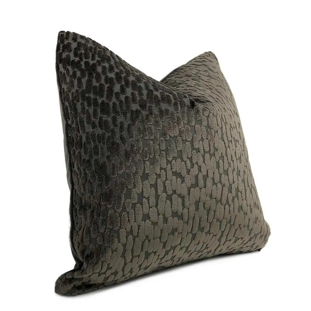 Bellini Graphite Gray Large Velvet Dots Texture Pillow Cover