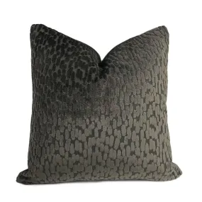 Bellini Graphite Gray Large Velvet Dots Texture Pillow Cover