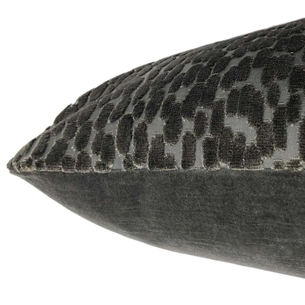 Bellini Graphite Gray Large Velvet Dots Texture Pillow Cover